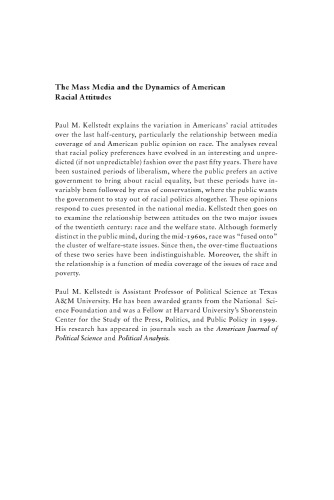 The Mass Media and the Dynamics of American Racial Attitudes