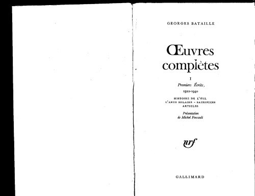 Œuvres complètes, tome 1 : Premiers écrits 1922-1940