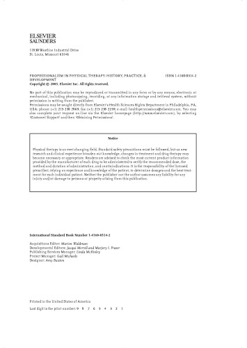 Professionalism in Physical Therapy: History, Practice, and Development