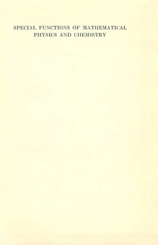 Special Functions of Mathematical Physics and Chemistry (LMT)