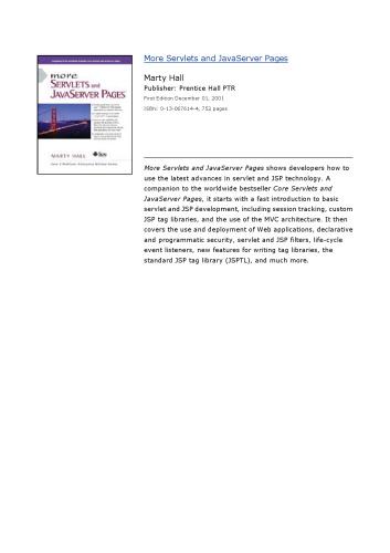 More Servlets and JavaServer Pages