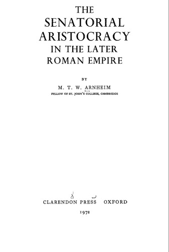 Senatorial Aristocracy in the Later Roman Empire