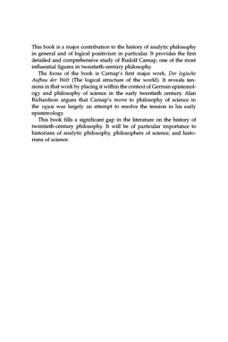 Carnap's Construction of the World: The Aufbau and the Emergence of Logical Empiricism