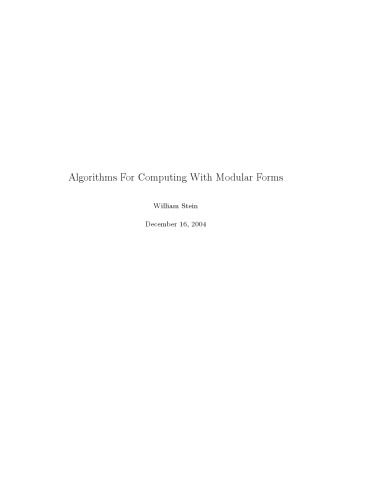 Algorithms for Computing with Modular Forms