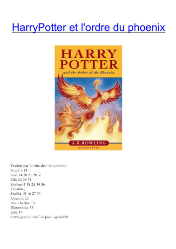 Harry Potter, tome 5 : Harry Potter et l'Ordre du Phénix   French