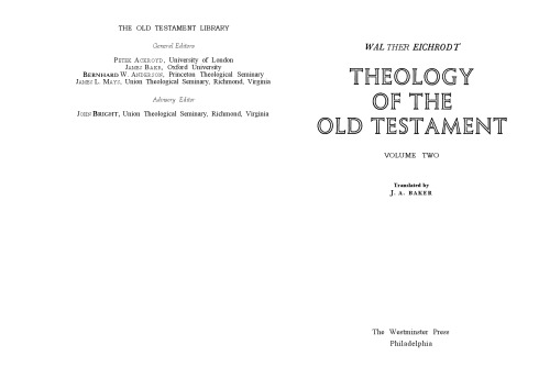 Theology of the Old Testament. Volume Two