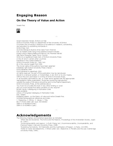 Engaging Reason: On the Theory of Value and Action