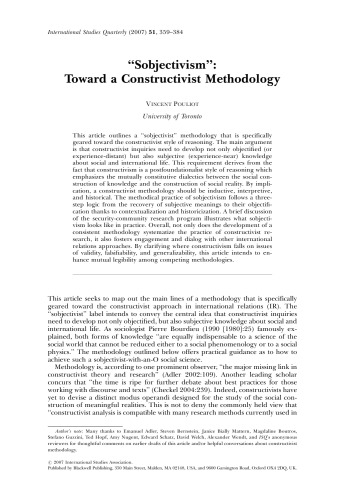 Sobjectivism  Towards a Constructivist Methodology