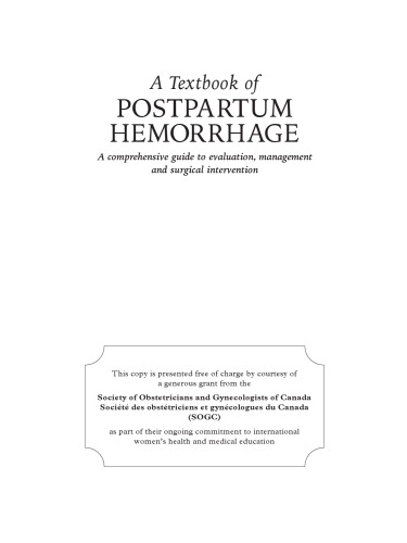 Text book of Post-partum Haemorrhage