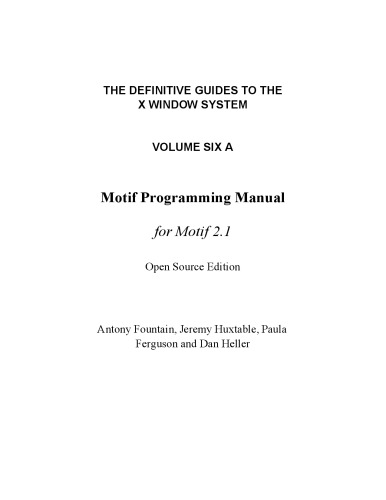 Motif Programming Manual, Vol 6A