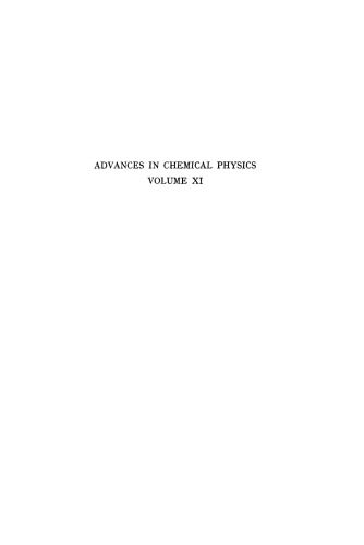 Advances in Chemical Physics, Vol.11 (Interscience, 1967)