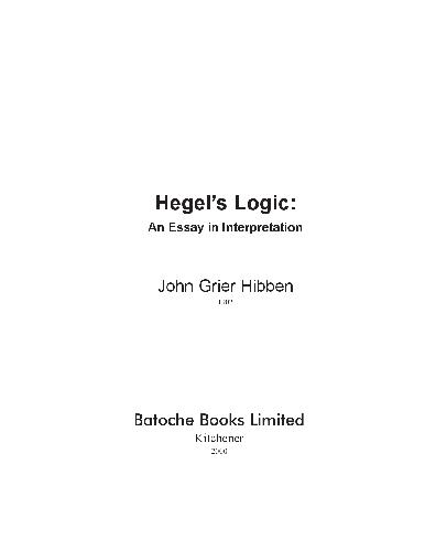 Hegel's Logic: an Essay in Interpretation
