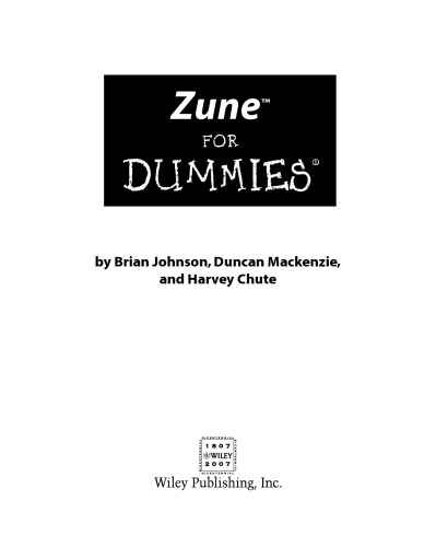 Zune For Dummies (For Dummies (Computer Tech))