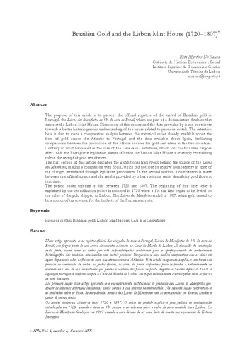 Brazilian Gold and the Lisbon Mint House (1720-1807)