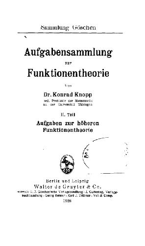 Aufgabensammlung zur Funktionentheorie 2
