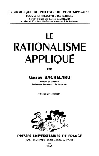 Le rationalisme appliqué, 3e édition