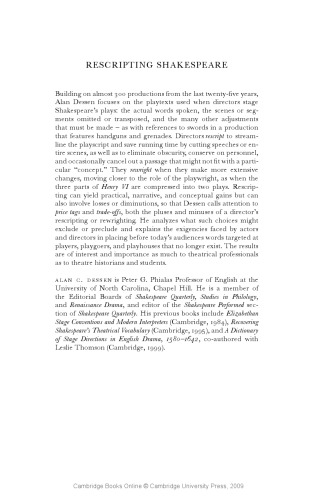 Rescripting Shakespeare: The Text, the Director, and Modern Productions