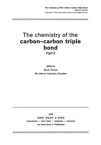 The Chemistry of the Carbon-Carbon Triple Bond, Part 2 (The Chemistry of Functional Groups)