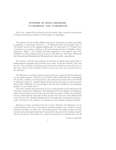 Problems in Plane and Solid Geometry v.2 Solid Geometry