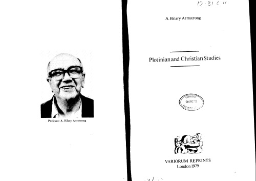 Plotinian and Christian Studies (Collected Studies ; Cs 102)