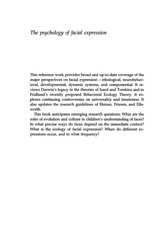 The Psychology of Facial Expression (Studies in Emotion and Social Interaction)