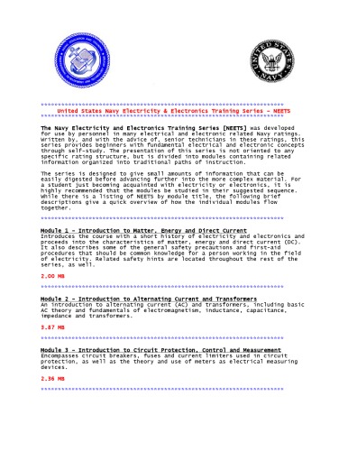 Navy Electricity and Electronics Training Series (NEETS) (SuDoc D 207.217:EL 2 MOD.1-24 CD)