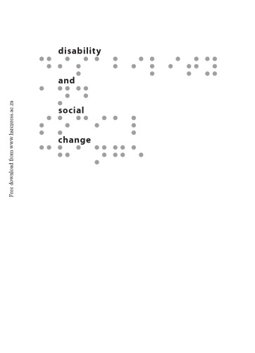 Disability and Social Change: A South African Agenda