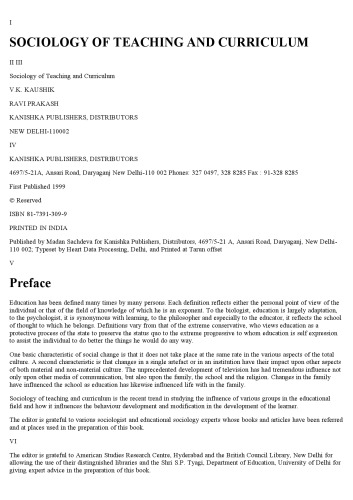 Sociology of Teaching and Curriculum