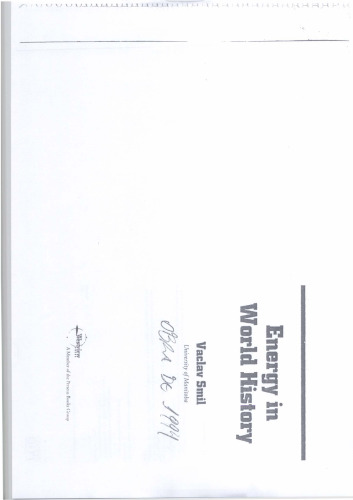 Energy In World History (Essays in World History)