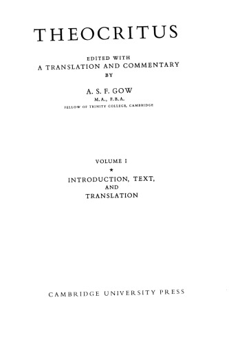 Theocritus 2 Volume Set