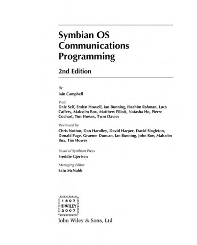Symbian OS Communications Programming, 2nd Edition (Symbian Press)