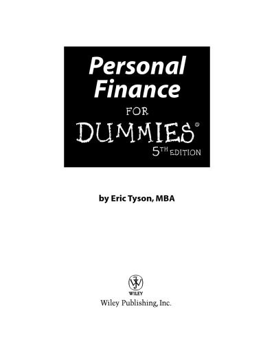 Personal Finance For Dummies, 5th edition