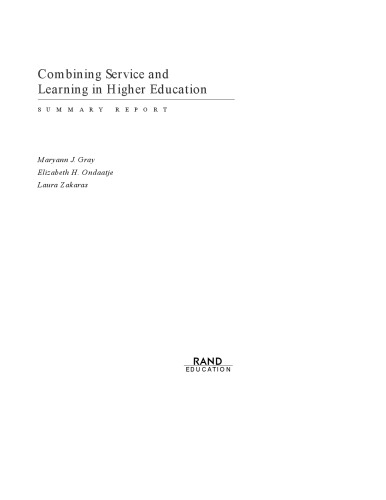 Combining Service and Learning in Higher Education, Summary Edition