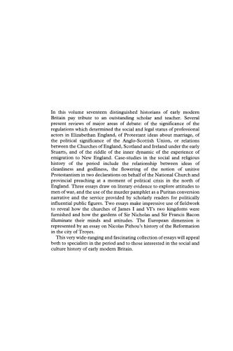 Religion, Culture and Society in Early Modern Britain: Essays in Honour of Patrick Collinson