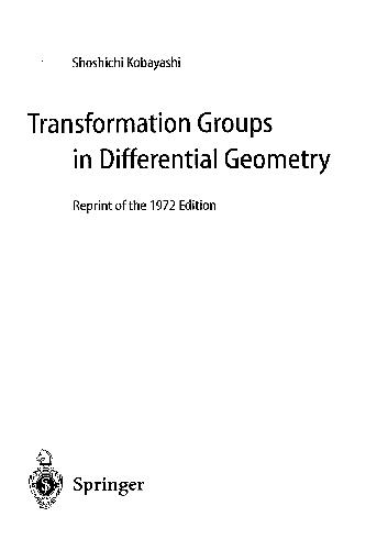 Transformation Groups in Differential Geometry