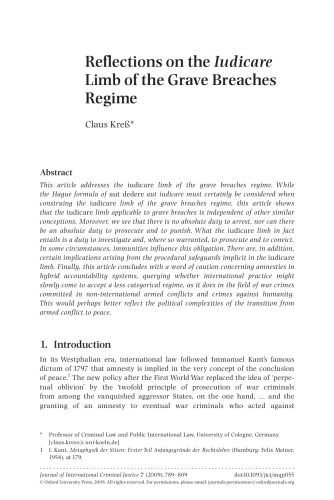 Reflections on the Iudicare Limb of the Grave Breaches Regime