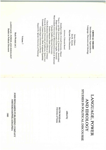 Language, Power and Ideology: Studies in Political Discourse (Critical Theory)