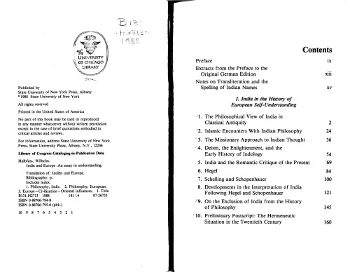 India and Europe: An Essay in Understanding