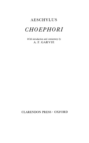 Choephori (Clarendon Paperbacks)