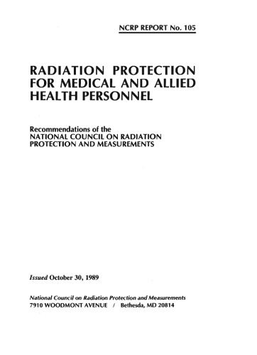 Radiation Protection for Medical and Allied Health Personnel (Report Series, No 105)