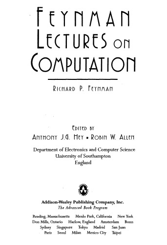 Feynman Lectures on Computation