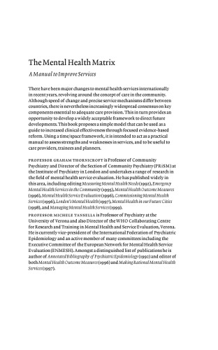 The Mental Health Matrix: A Manual to Improve Services