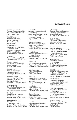 Cognition, Vol. 7, No. 1