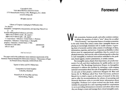 Intangibles: Management, Measurement, and Reporting