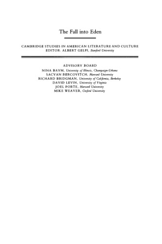 The Fall into Eden: Landscape and Imagination in California