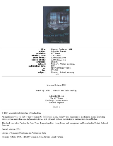 Memory Systems 1994 (Bradford Books)