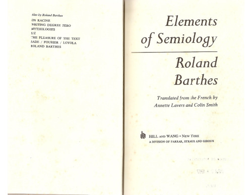 Elements of Semiology 1st Edition