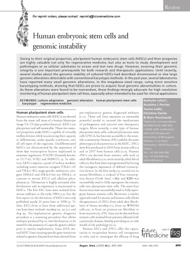 Human embryonic stem cells and genomic instability