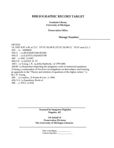 Researches respecting the imaginary roots of numerical equations
