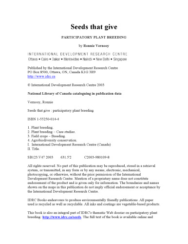 Seeds That Give: Participatory Plant Breeding (In Focus)